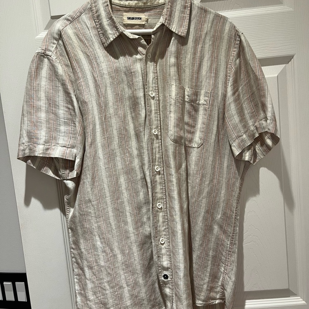 Taylor Stitch Beige Striped Casual Shirt